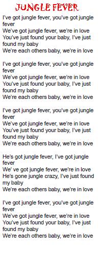 JUNGLE FEVER SONG